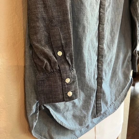Lands End Denim Shirt Dress, Contrasting Pocket/Sleeves Side Hidden Pockets, M - Picture 7 of 10